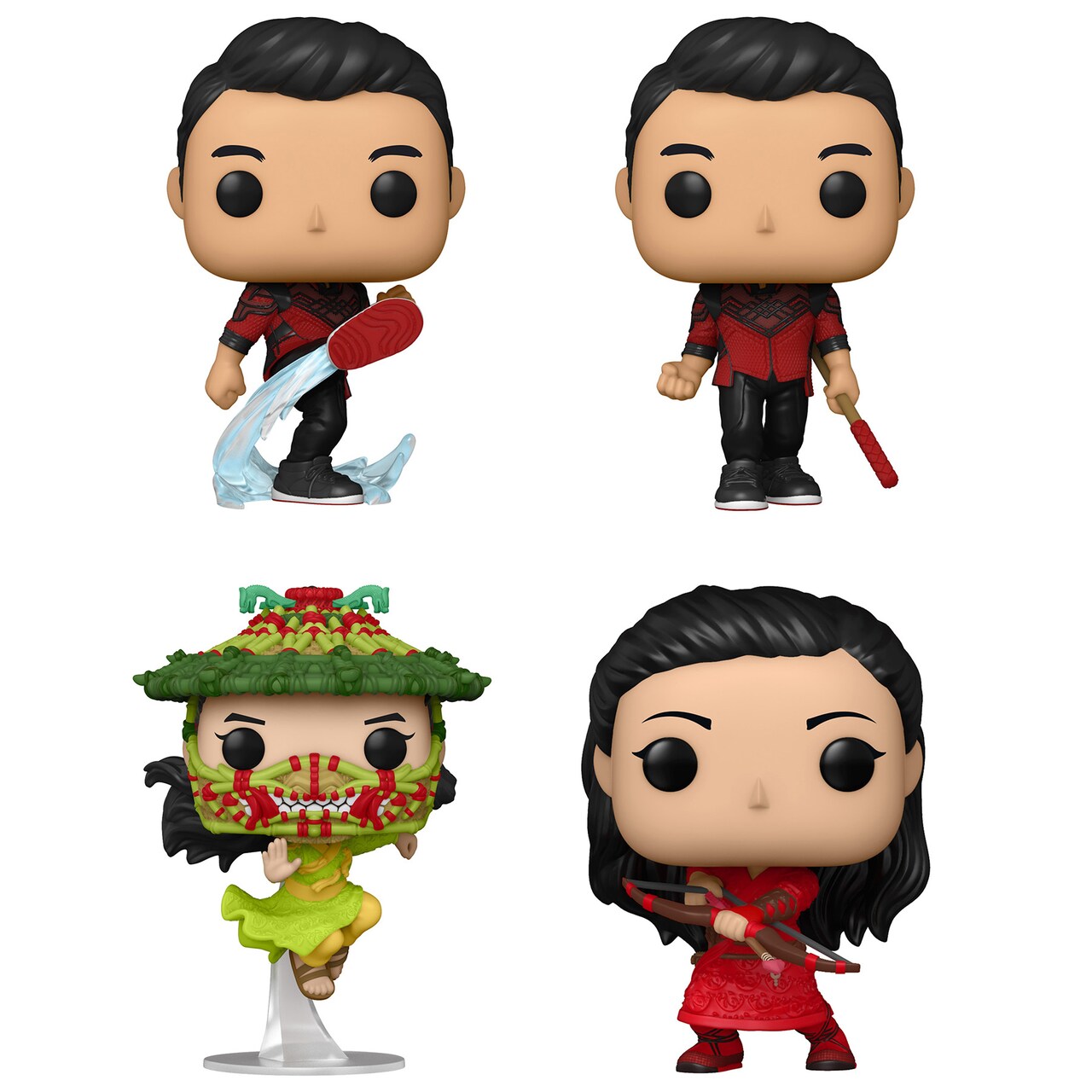 Funko POP! Heroes Marvel Shang-Chi And The Legend Of The Ten Rings Collectors Set - Shang-Chi in 2 Styles, Jiang Li, and Katy